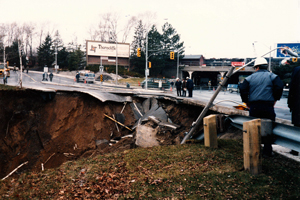 The corner of Laird and Millwood during the 1985 mud slide.