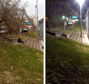 Talbot Park litter - before and after