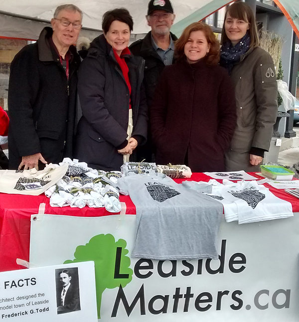 On the street Saturday in December: Leaside Matters members Geoff Kettel, Celine Smith, John Naulis, Connor Turnbull and Kim Auchinochie. All the t-shirts were sold.