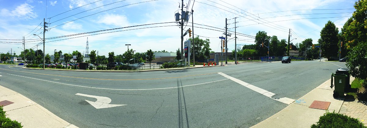 The intersection of Millwood, Krawchuk Lane, Leaside Memorial Gardens and the Baghai development.
