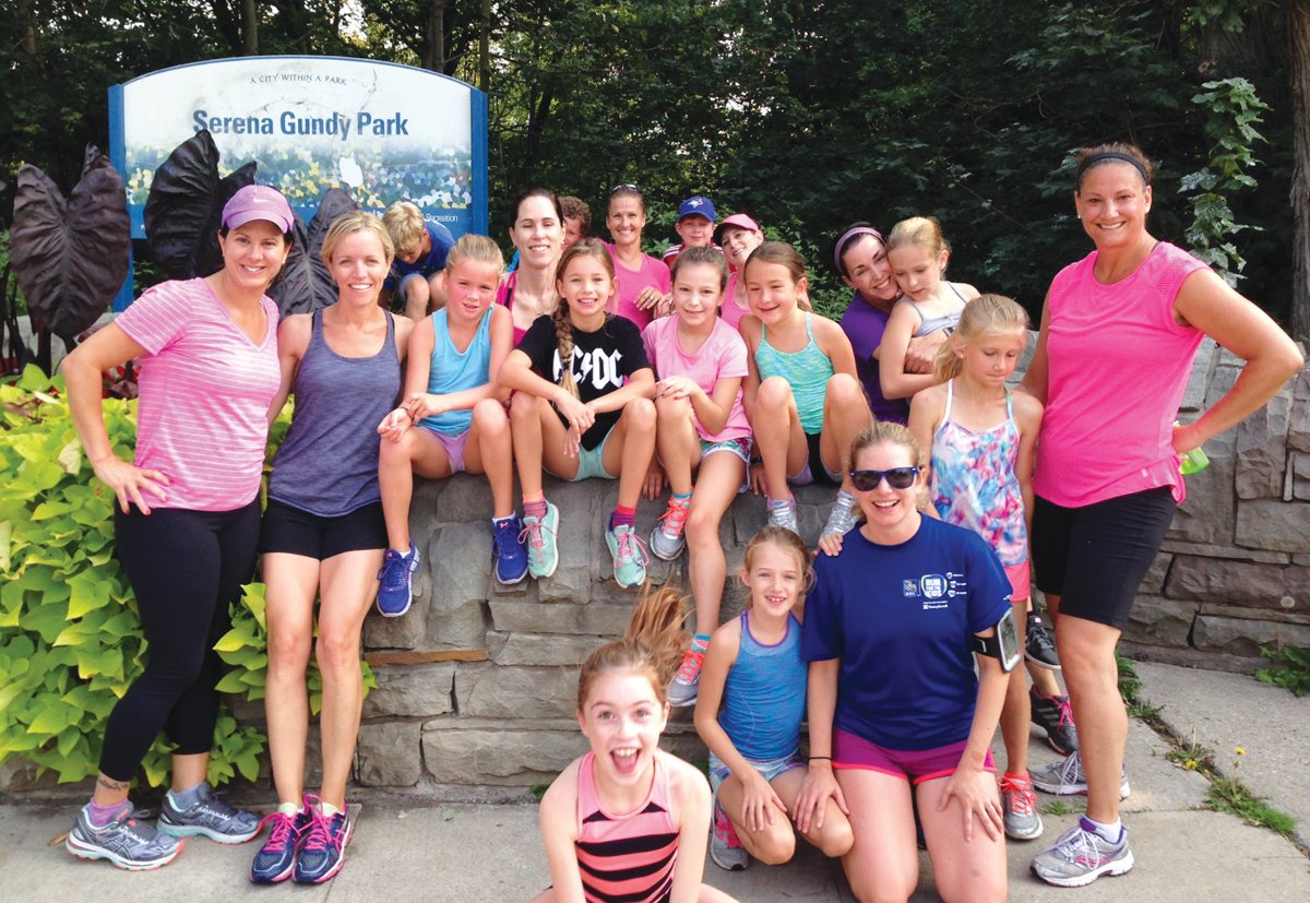 These avid runners hit the trails in Leaside every week. Photo By Sue Pribaz.