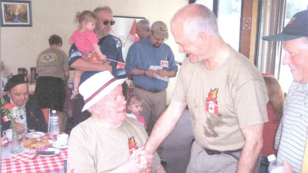 Willis Blair, Kiwanis Past President (1972) meeting Jack Layton at Stan Wadlow Park on July 1, 2011. Willis (May 14, 1923 - April 5, 2014) was a Canadian politician and public servant who was mayor of the Metropolitan Toronto municipality of East York, Ontario from 1973 to 1976 and chairman of the Liquor Licensing Board of Ontario from 1981 to 1986.