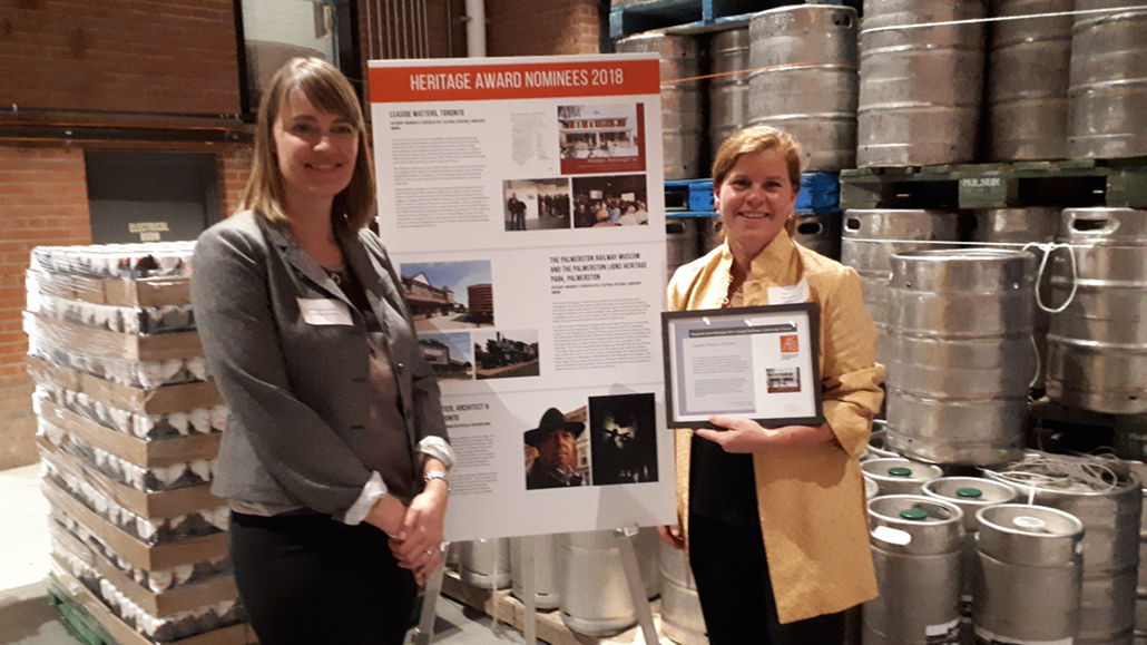 Connor and Kim, co-chairs of Leaside Matters, at ACO’s 2018 Heritage Awards, held at the Junction Craft Brewery. Photo Geoff Kettel.