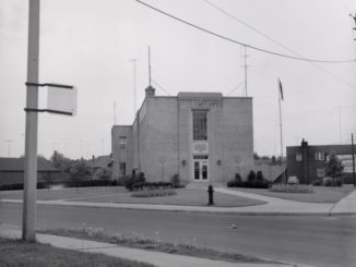 Leaside Municipal Building, McRae Drive, s.w. cor. Randolph Road; looking s. Salmon, James Victor (Canadian, 1911-1958)