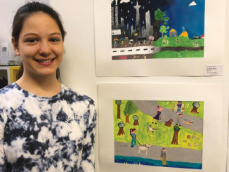 Juliette Roux,14, with her rst place drawing.