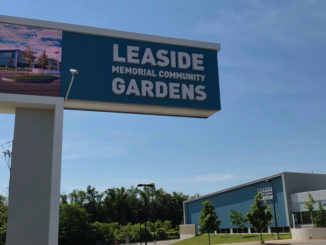 New electronic sign at Leaside Memorial Gardens.