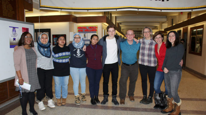 Josh Yandt (fourth from right) with LHS parents and the School Action Team.