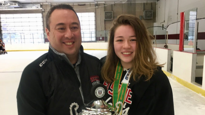 Miya with her Dad Kevin celebrating a tournament win at Notre Dame.