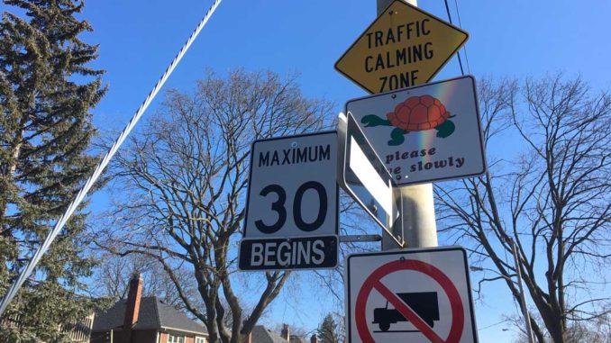 Street signs in Leaside. Staff photo.