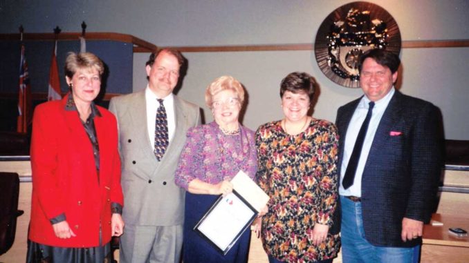 Edna (centre) and her family in 1994.