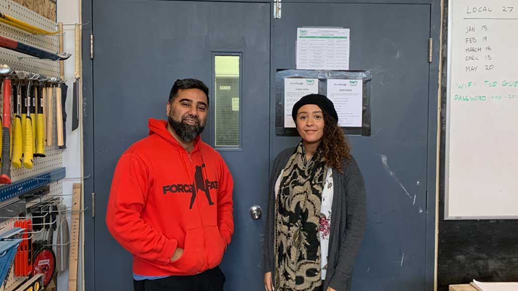 Aamir Sukhera, Trades Centre site supervisor and coordinator and Shukria Dualeh, case and outreach worker.