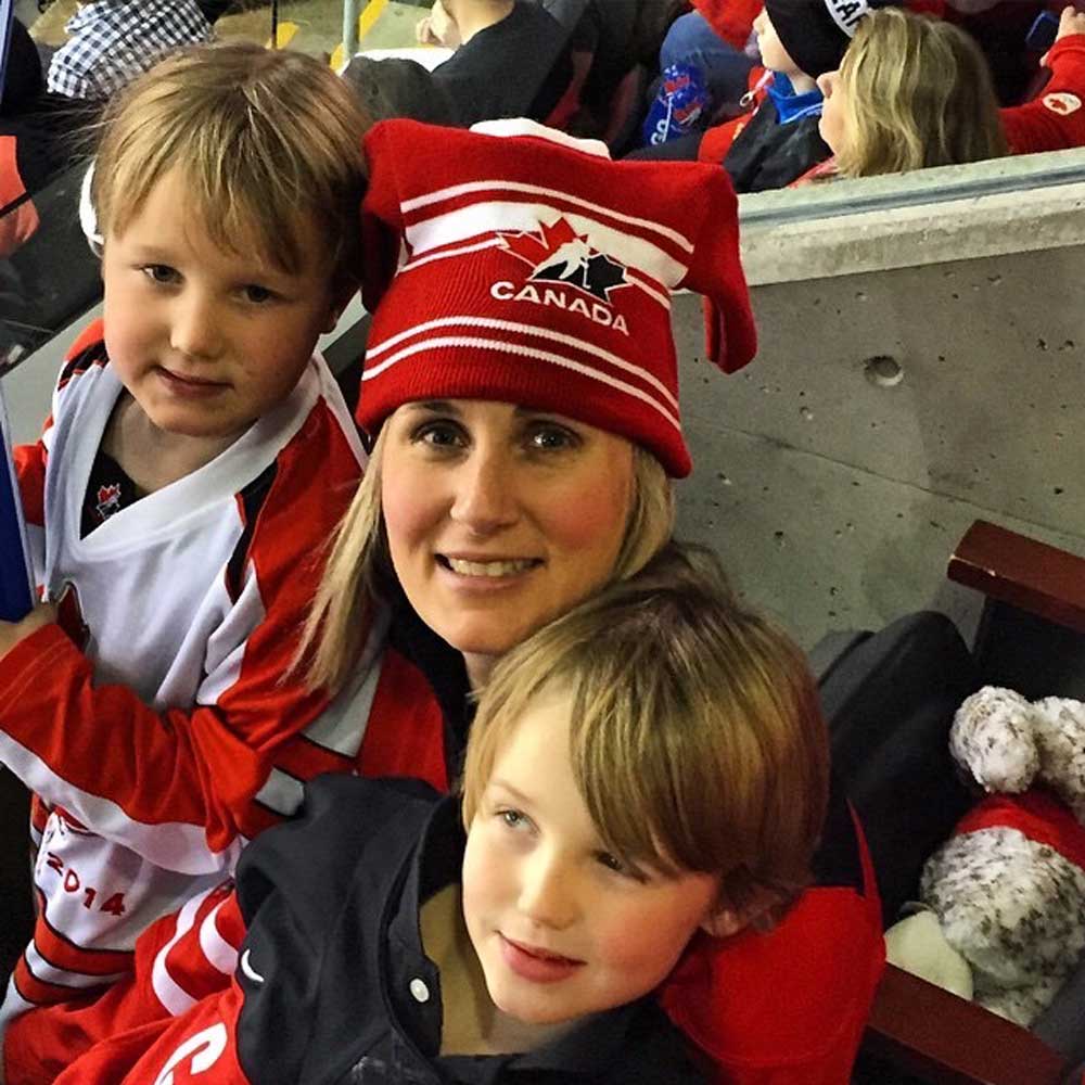 Susan Irving with her sons, Alexander and Andrew.