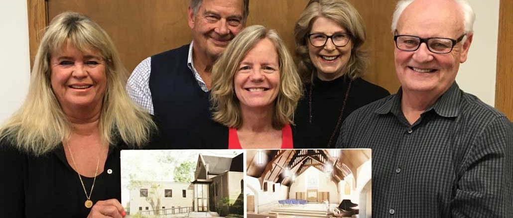 The renovation team: (l-r) Architect Michael Nicholas- Schmidt, Brenda French, Jim Miller, Ann Fraser, Anne Raby, Graham Lute, site lead Ryan Gerber.