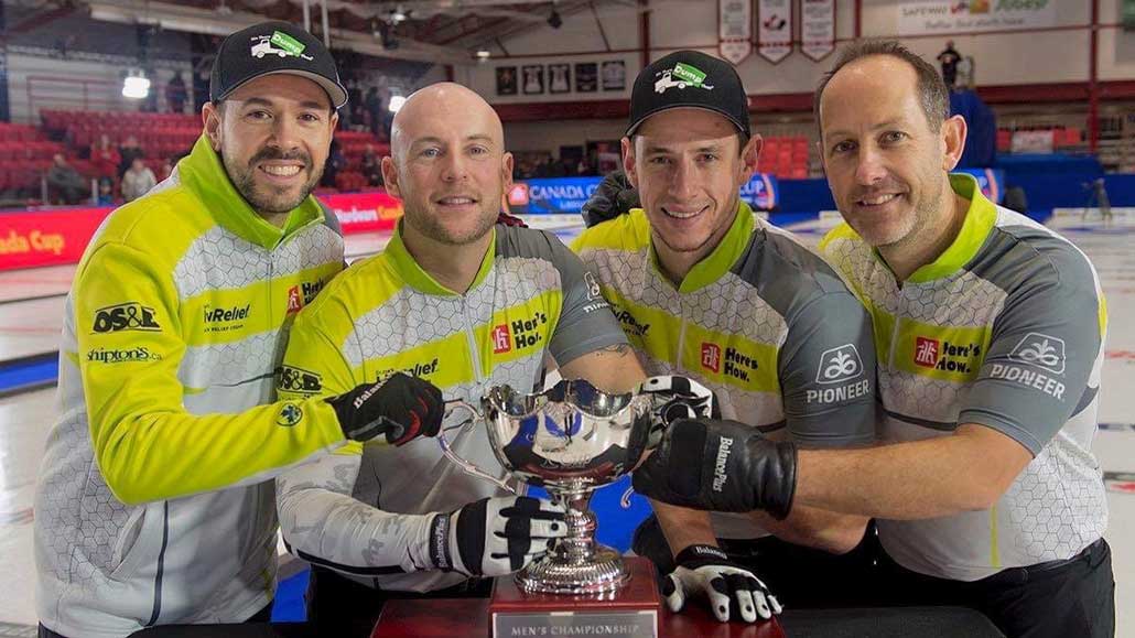 Team Epping L-R, Epping, Ryan Fry, Matt Camm, and Brent Laing with the 2019 Canada Cup. Photo Michael Burns.