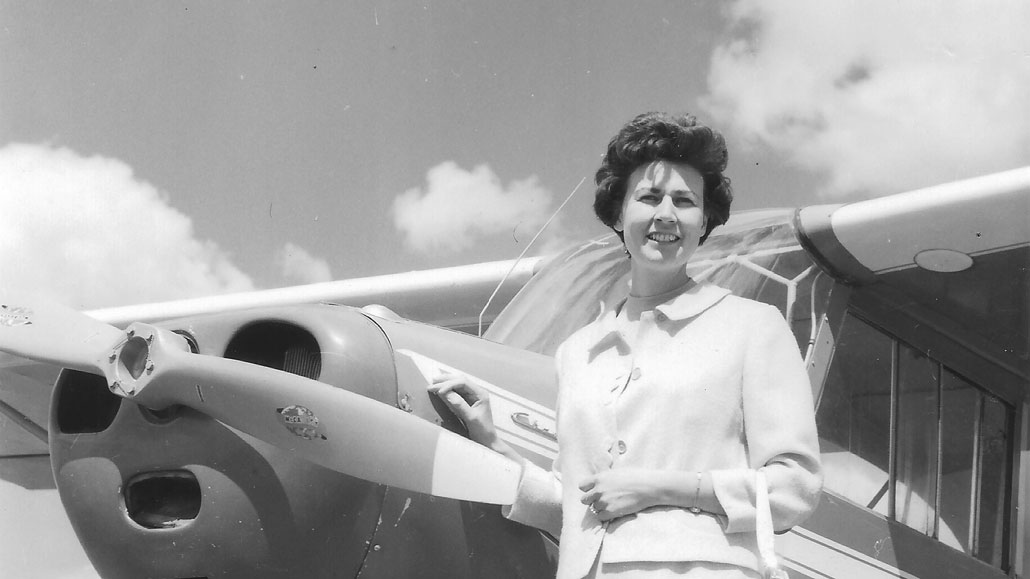 Shirley Macdougall with her Tri-Champ plane.