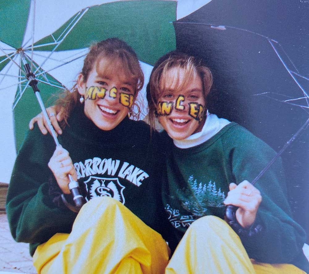 Alyssa Kerbel with friend Pauline (left) in their Leaside High days.