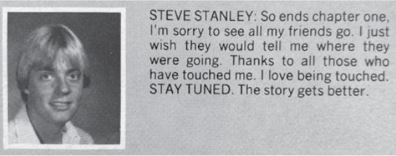 Steve Stanley's yearbook entry.