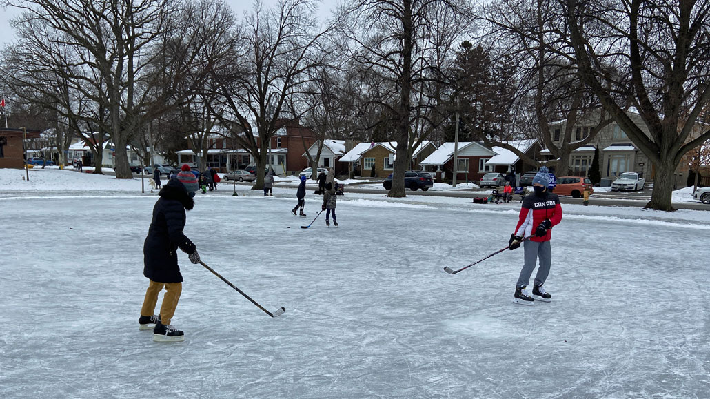 The natural community built ice rink at Trace Manes is a great way to enjoy winter in Leaside.