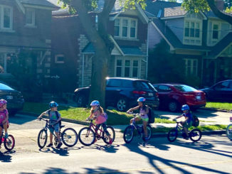 Pedalheads campers learning to ride on our residential roads. Photo by Holly Reid.