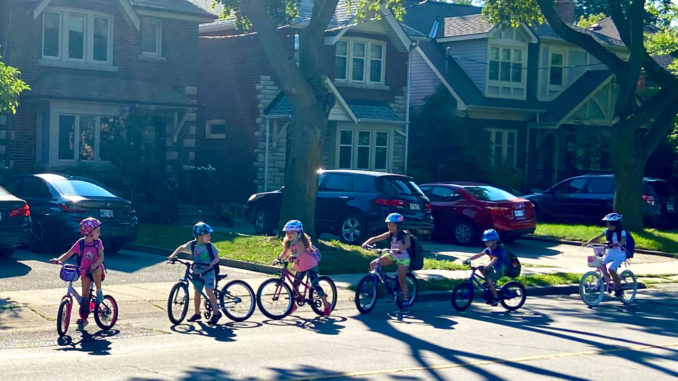 leasidestreetscycling_featured Pedalheads campers learning to ride on our residential roads. Photo by Holly Reid.