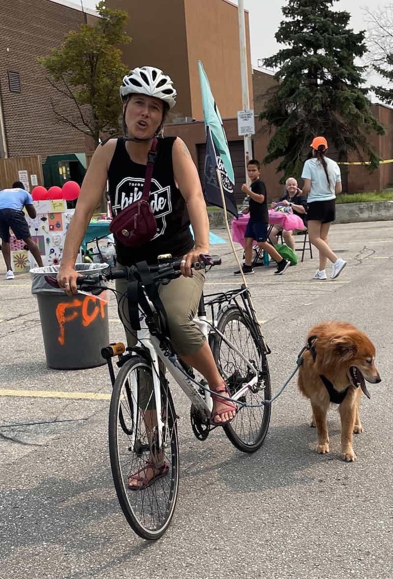 The Bike Brigade, foodshare delivery during then pandemic, brought their dog.