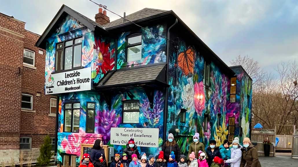 Leaside Children's house presents a glorious display of pictorial flowers. Photo by Jim Karaiskakas.