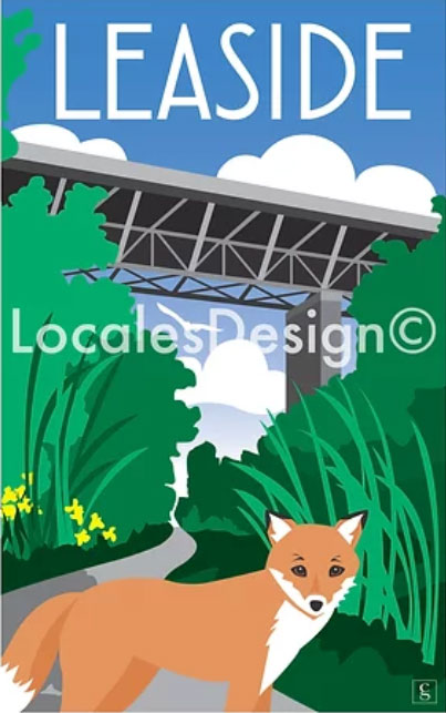 Carolyn Graziani, created a whimsical series of 71 graphic designs depicting most of Toronto’s neighbourhoods, including Leaside. For the Leaside graphic, Carolyn has chosen to feature Sunnybrook Park with a curious red fox in the foreground. Her designs can be found at: www.localesdesign.com.