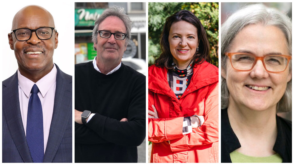 The Don Valley West electoral district is set to be Ground Zero for some of the fiercest competition in the upcoming 2022 provincial election, on June 2. Candidates L-R: Mark Saunders, Conservative, Irwin Elman, NDP, Stephanie Bowman, Liberal, Sheena Sharp, Green.