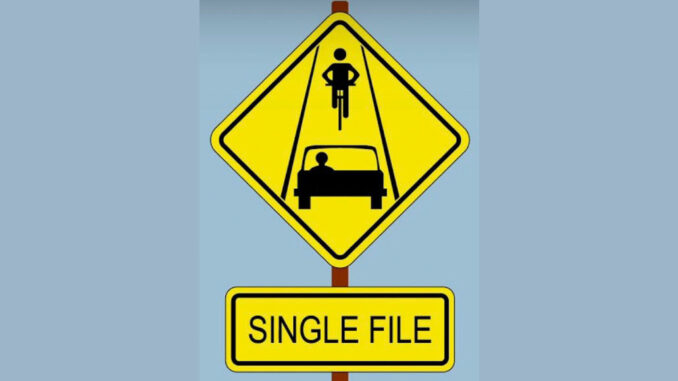 Single File Bike Sign.