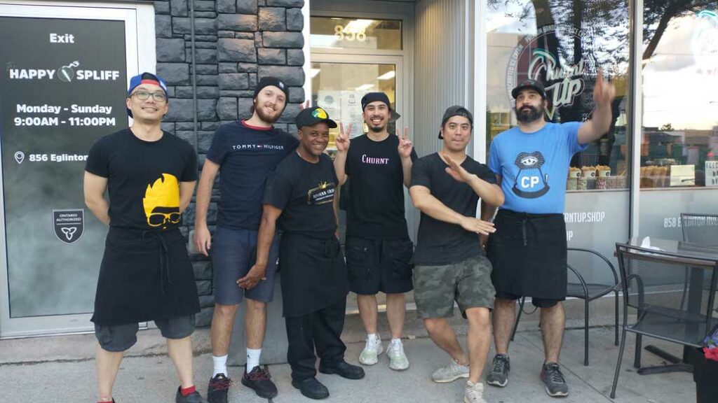 The boys of East York Eats: l-r: Roger, Alon, Barry, Vince, Peter, and Dan. Photo by Bhargav Humbal. 