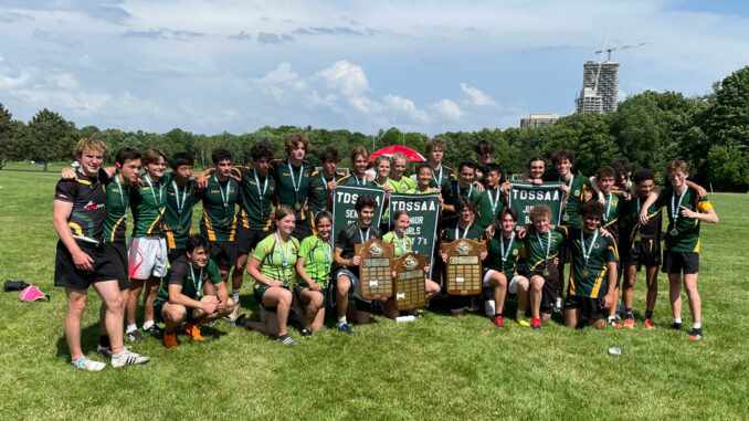 Trifecta! Leaside Rugby 7s take three city championships in return to field. Photo Duane Rendle.