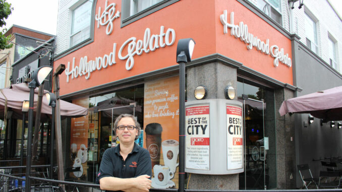 Dino Carella outside his shop. Photo Robin Dickie.