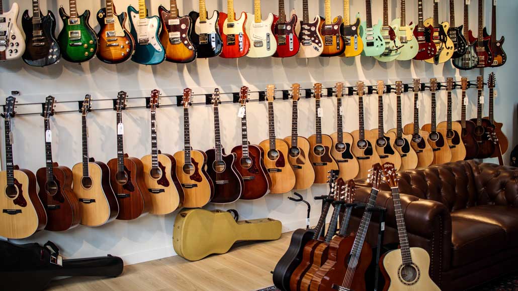 The Vanderhoof store covers a large single storey filled with instruments from pianos to guitars, plus books and instrument repairs.