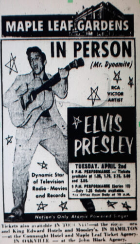 Elvis’ Toronto performance ad.