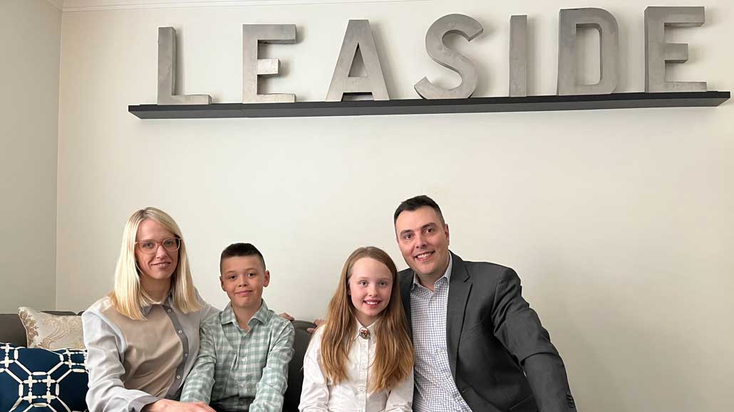 Lea descendants: l-r Alayna, William, Victoria, and John Lea. Photo by Suzanne Park.