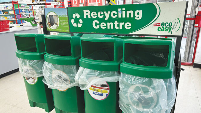 Recycling bins in Leaside.