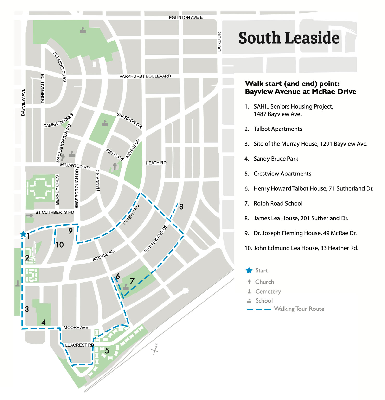 South Leaside Walking Tour Map.