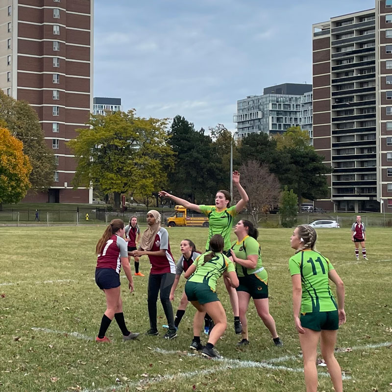 Leaside High Girls Rugby team hard at work.