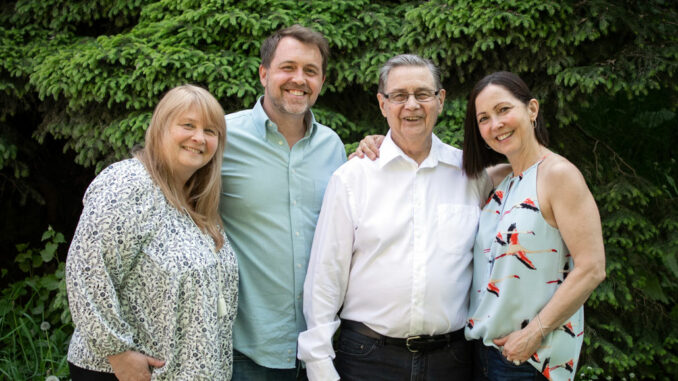 Gary Fairfoul with his children, l-r, Belinda, Todd and Fawn. Photo Sarah Faulkner.