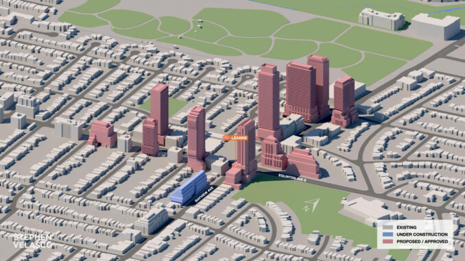 A visualization of the Leaside station with development to come. Stephen Velasco. WWW.STEPHENVELASCO.COM